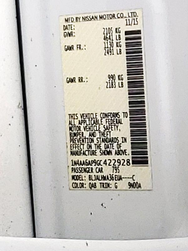 2016 NISSAN MAXIMA 3.5 - 1N4AA6AP9GC422928