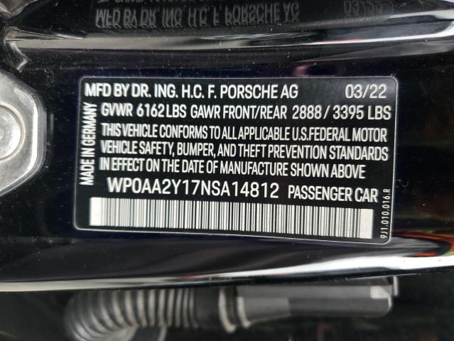 2022 PORSCHE TAYCAN WP0AA2Y17NSA14812