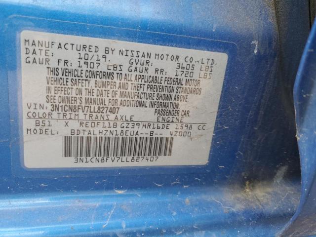 2020 NISSAN VERSA SR 3N1CN8FV7LL827407