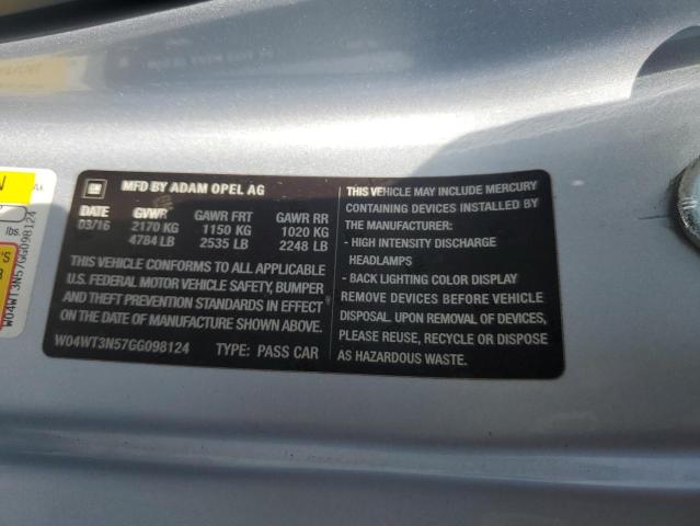 2016 BUICK CASCADA PR W04WT3N57GG098124