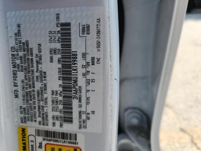 2020 FORD FUSION SEL 3FA6P0MU1LR199881