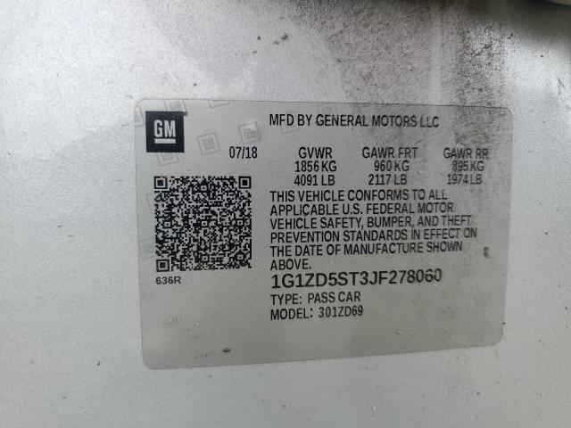 2018 CHEVROLET MALIBU LT 1G1ZD5ST3JF278060