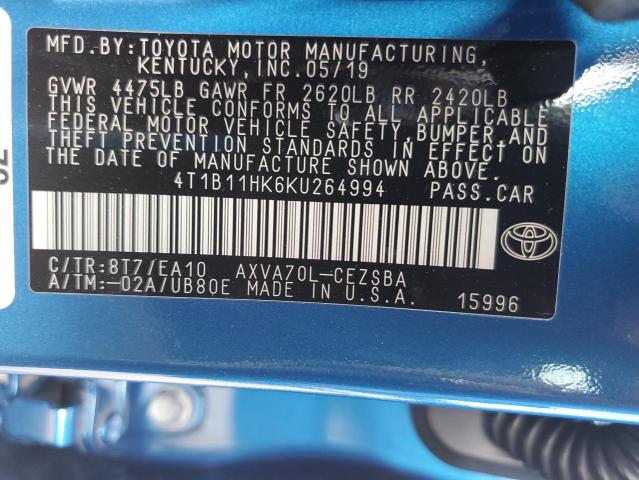 2019 TOYOTA CAMRY L - 4T1B11HK6KU264994