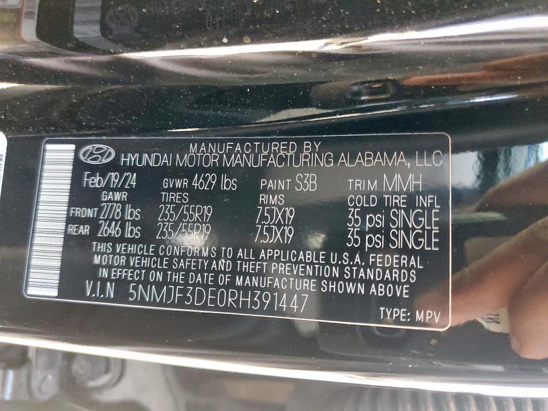 2024 HYUNDAI TUCSON SEL 5NMJF3DE0RH391447