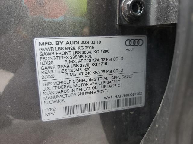 2019 AUDI Q7 PREMIUM WA1LHAF79KD037702