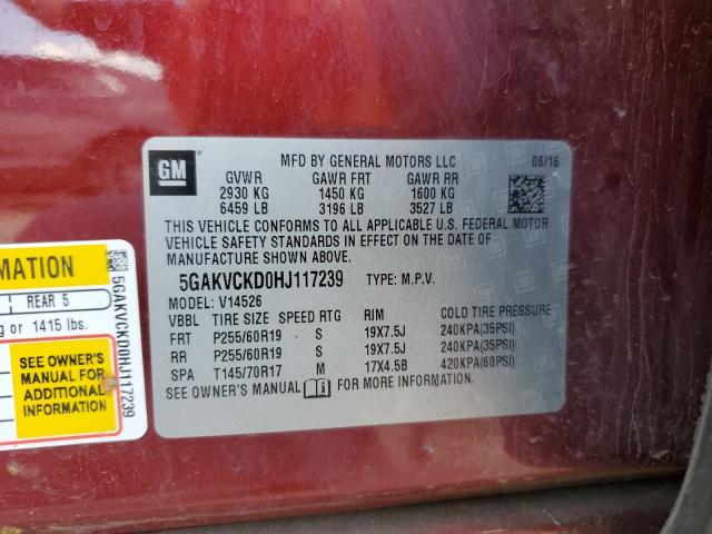 2017 BUICK ENCLAVE 5GAKVCKD0HJ117239