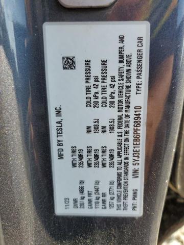 2023 TESLA MODEL 3 5YJ3E1EB6PF689410