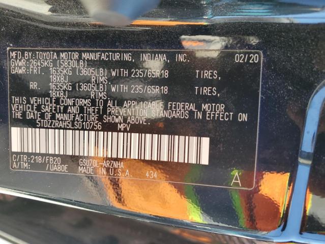 5TDZZRAH5LS010756 2020 TOYOTA HIGHLANDER