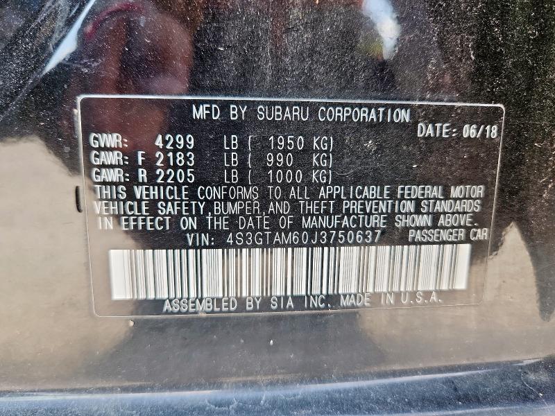 2018 SUBARU IMPREZA SP 4S3GTAM60J3750637
