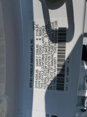 2020 HONDA ACCORD EX 1HGCV1F42LA152571