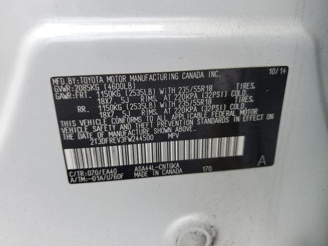 2015 TOYOTA RAV4 LIMIT 2T3DFREV3FW244500