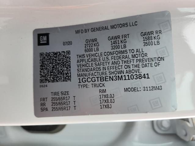 2021 CHEVROLET COLORADO - 1GCGTBEN3M1103841