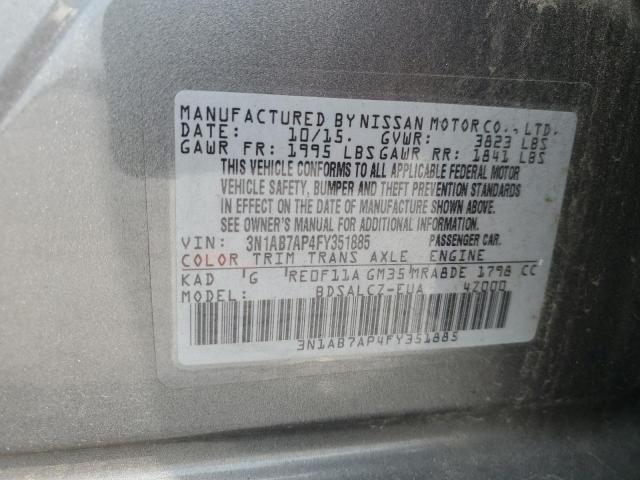 2015 NISSAN SENTRA S W 3N1AB7AP4FY351885