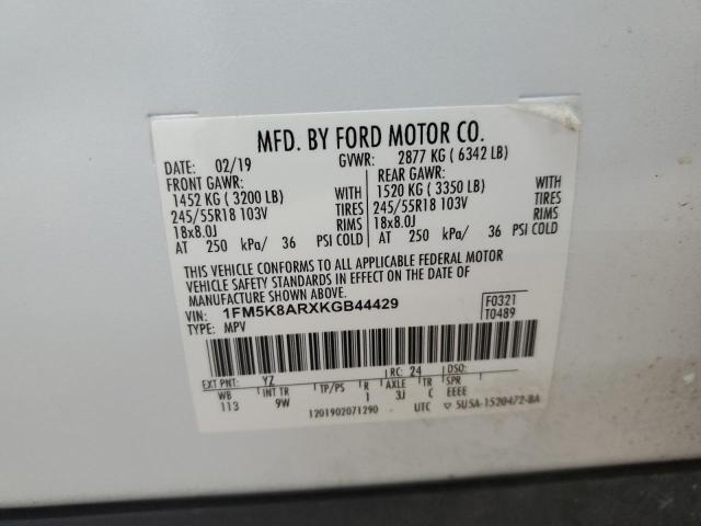 2019 FORD EXPLORER P 1FM5K8ARXKGB44429