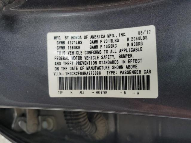 2017 HONDA ACCORD EXL 1HGCR2F98HA273098