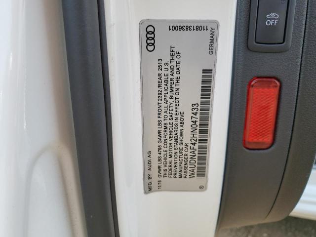 2017 AUDI A4 PREMIUM WAUDNAF42HN047433
