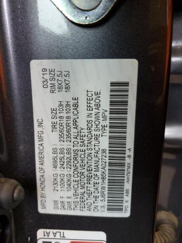 2019 HONDA CR-V EXL - 5J6RW1H85KA027238
