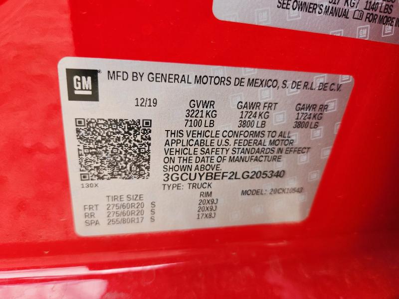 2020 CHEVROLET SILVERADO - 3GCUYBEF2LG205340