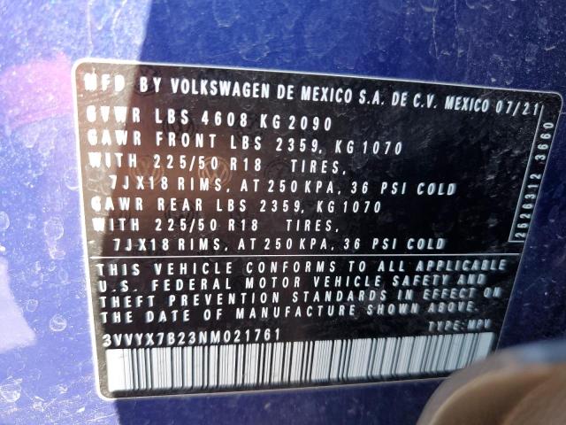 2022 VOLKSWAGEN TAOS SE - 3VVYX7B23NM021761