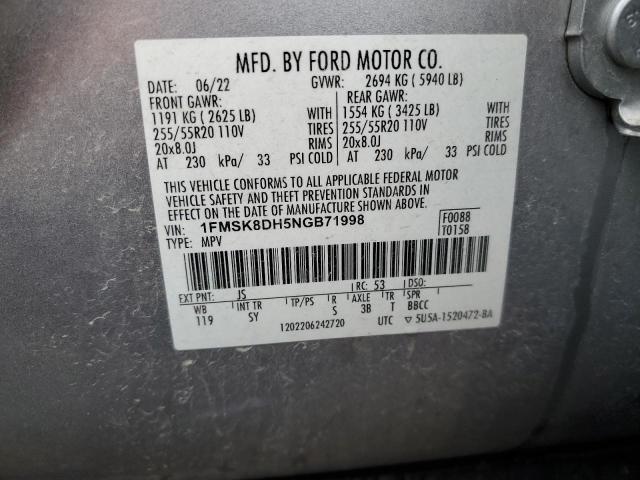 2022 FORD EXPLORER X - 1FMSK8DH5NGB71998