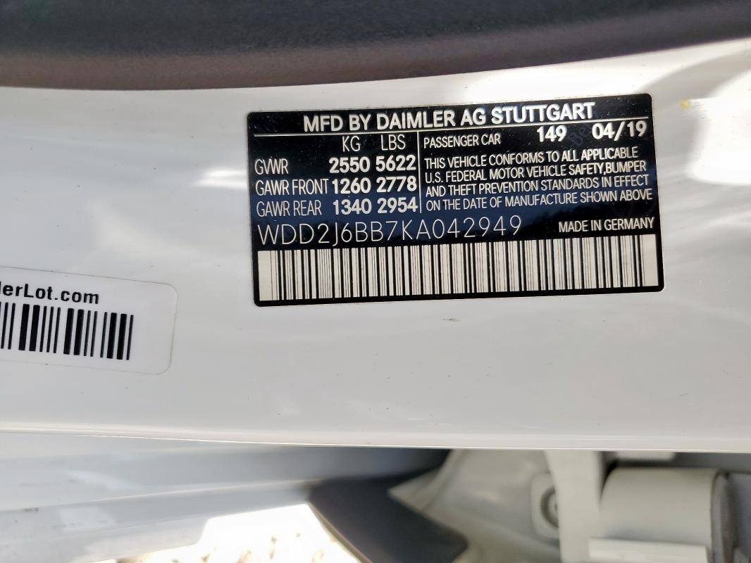 2019 MERCEDES-BENZ CLS AMG 53 WDD2J6BB7KA042949