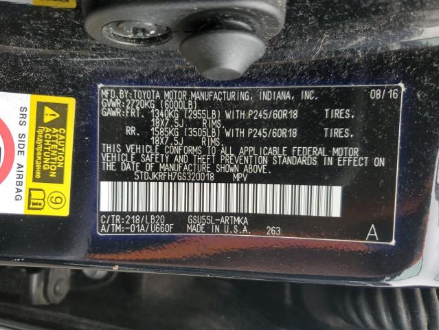 2016 TOYOTA HIGHLANDER - 5TDJKRFH7GS320018