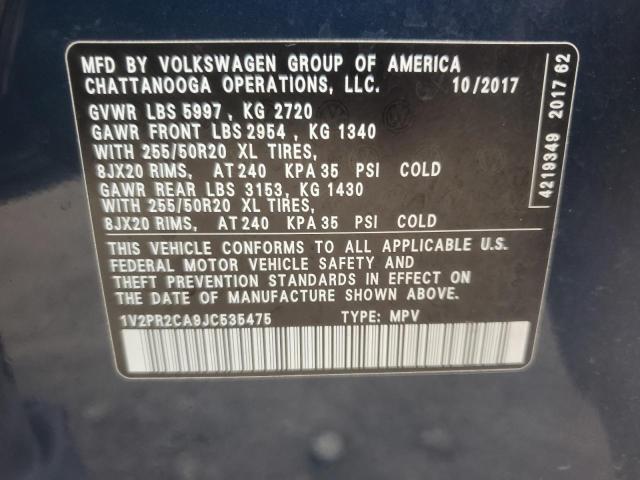 2018 VOLKSWAGEN ATLAS SE 1V2PR2CA9JC535475
