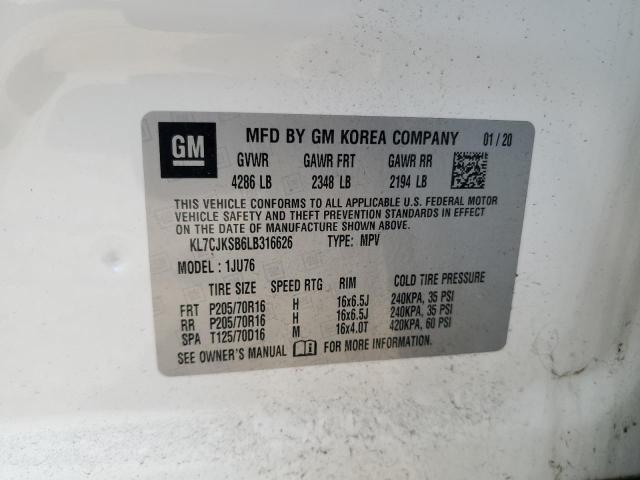 2020 CHEVROLET TRAX LS KL7CJKSB6LB316626