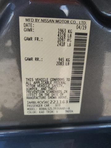 2019 NISSAN ALTIMA SR - 1N4BL4CV5KC221163