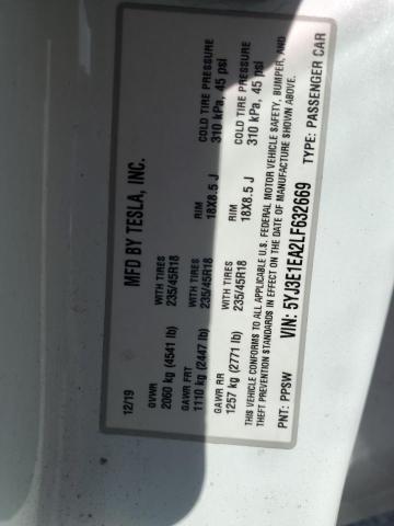 2020 TESLA MODEL 3 5YJ3E1EA2LF632669