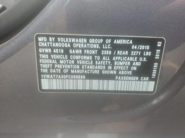 2015 VOLKSWAGEN PASSAT S - 1VWAT7A30FC089568