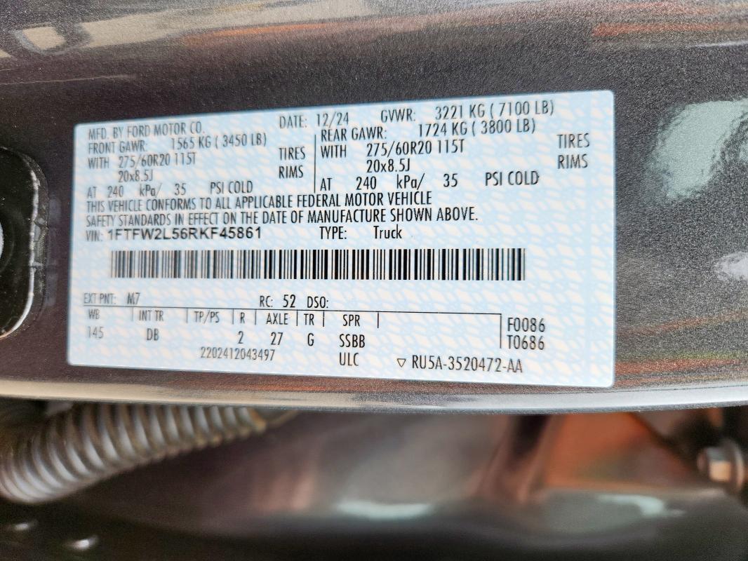 2024 FORD F150 STX 1FTFW2L56RKF45861