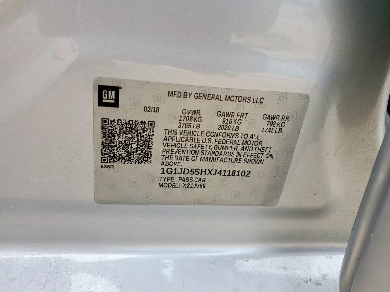 2018 CHEVROLET SONIC LT - 1G1JD5SHXJ4118102