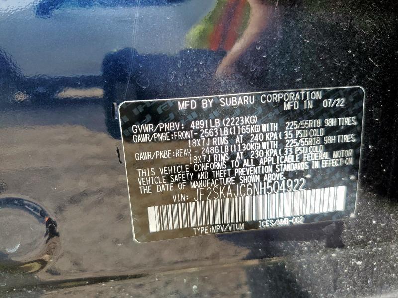 2022 SUBARU FORESTER S JF2SKAJC6NH504922
