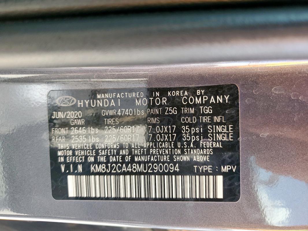 2021 HYUNDAI TUCSON SE KM8J2CA48MU290094