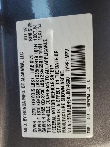 2020 HONDA ODYSSEY EL 5FNRL6H9XLB014630