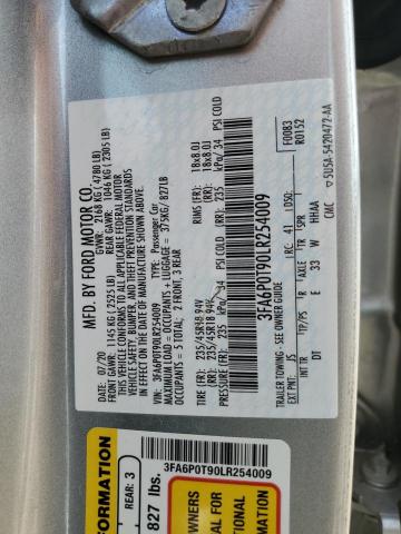2020 FORD FUSION SE - 3FA6P0T90LR254009