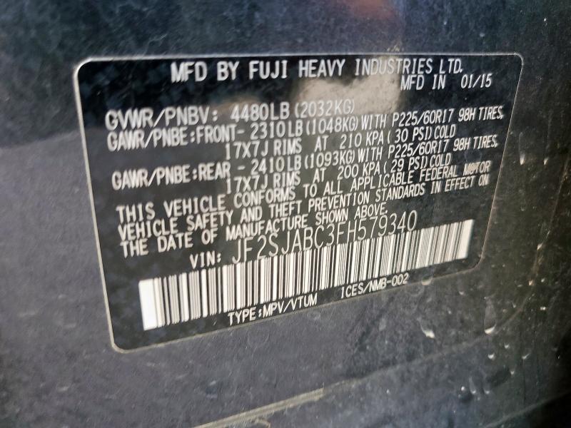 2015 SUBARU FORESTER 2 - JF2SJABC3FH579340