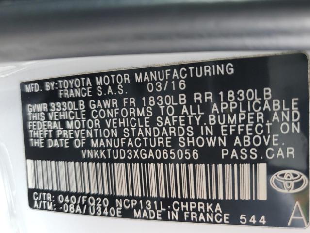 2016 TOYOTA YARIS L VNKKTUD3XGA065056