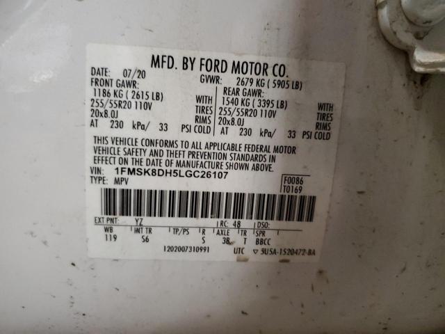 2020 FORD EXPLORER X 1FMSK8DH5LGC26107