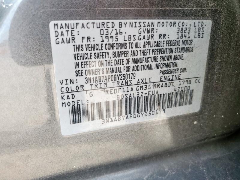 2016 NISSAN SENTRA S - 3N1AB7AP0GY250179