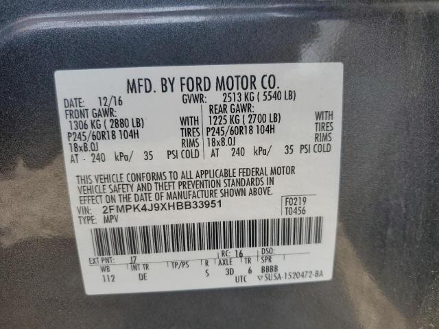 2017 FORD EDGE SEL - 2FMPK4J9XHBB33951