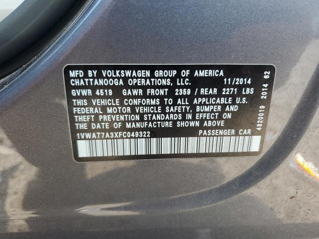 2015 VOLKSWAGEN PASSAT 1VWAT7A3XFC049322