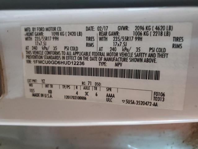 2017 FORD ESCAPE SE - 1FMCU0GD6HUD12236