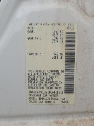 2020 NISSAN ALTIMA PLA - 1N4BL4FV1LN304333
