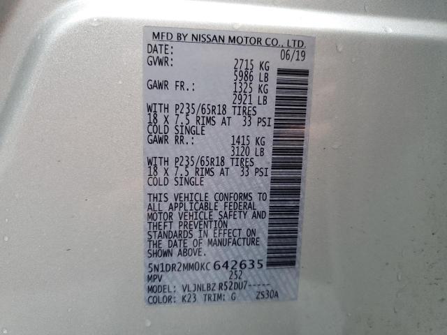 2019 NISSAN PATHFINDER - 5N1DR2MM0KC642635