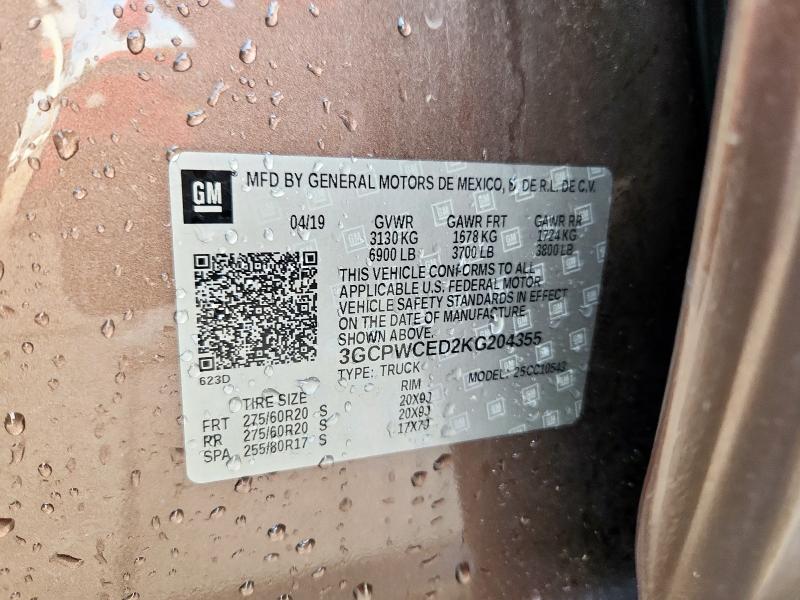 2019 CHEVROLET SILVERADO - 3GCPWCED2KG204355