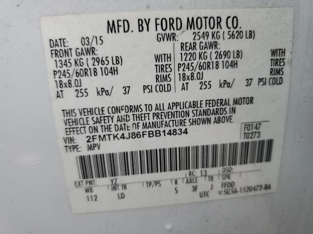2015 FORD EDGE SEL 2FMTK4J86FBB14834