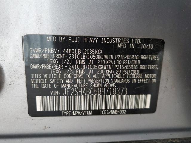 2011 SUBARU FORESTER 2 - JF2SHABC5BH718373