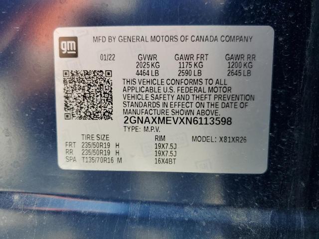 2022 CHEVROLET EQUINOX RS 2GNAXMEVXN6113598